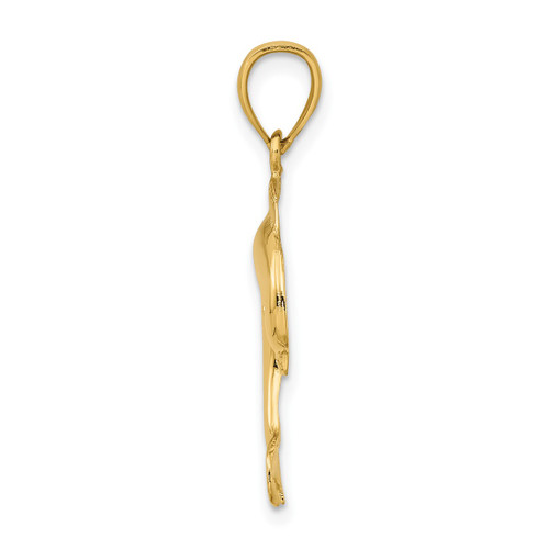 Image of 14K Yellow Gold 2-D Polished Dolphin Jumping Pendant K7415