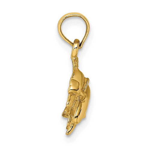 Image of 14K Yellow Gold 2-D Polished Double Dolphins Jumping Left Pendant
