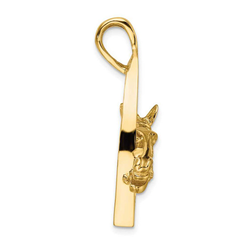Image of 14K Yellow Gold 2-D Polished Horse Head In Stirrup Charm
