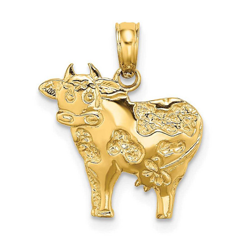 Image of 14K Yellow Gold 2-D Polished Playful Cow Pendant