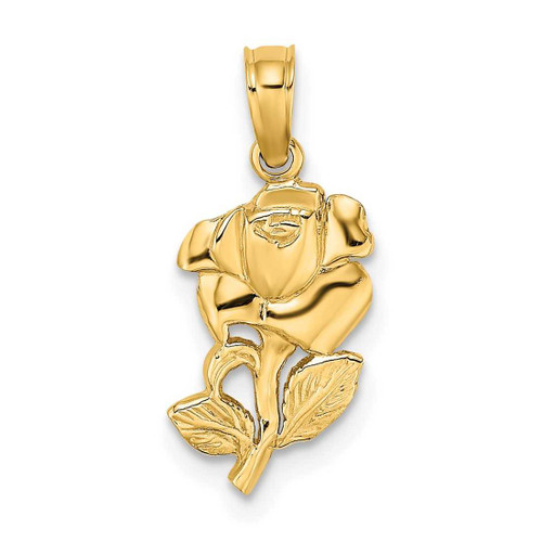 Image of 14K Yellow Gold 2-D Polished Rose-Flower Pendant