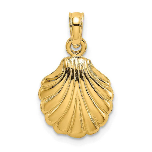 Image of 14K Yellow Gold 2-D Polished Scallop Shell Pendant