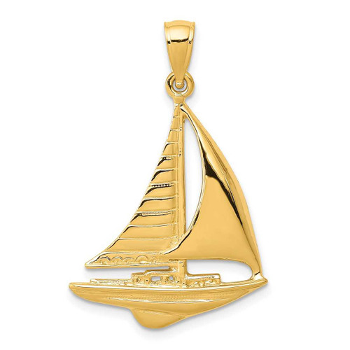 Image of 14K Yellow Gold 2-D Sailboat Pendant