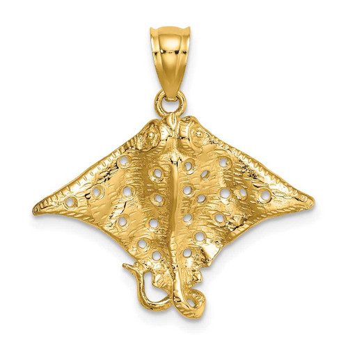 Image of 14K Yellow Gold 2-D Spotted Eagle Ray w/ Holes Pendant K7622