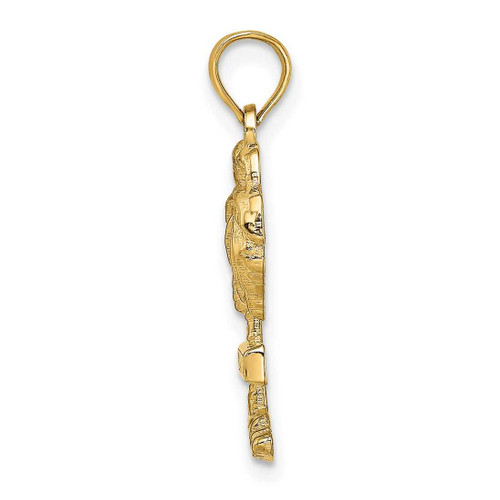 Image of 14K Yellow Gold 2-D St. Martin On Palm Tree Pendant