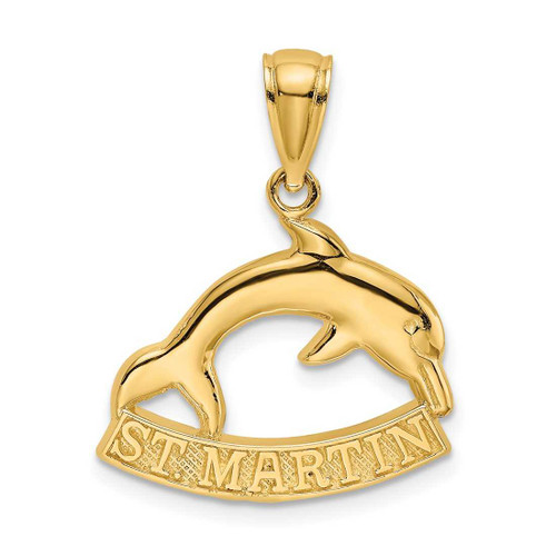 Image of 14K Yellow Gold 2-D St. Martin Under Dolphin Pendant