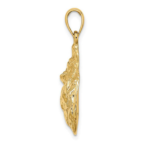 Image of 14K Yellow Gold 2-D Textured & Polished Oyster Shell Pendant K7532