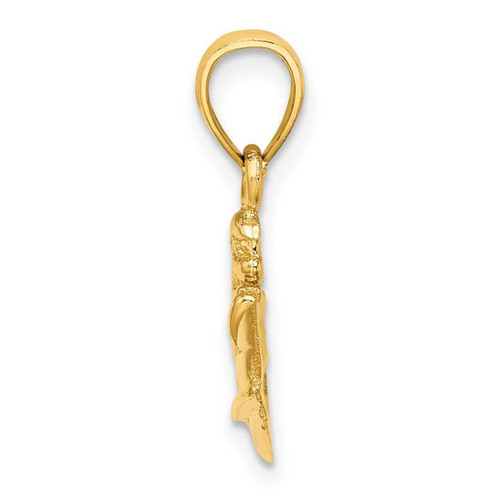 Image of 14K Yellow Gold 2-D Textured 2-D Jet Ski Pendant