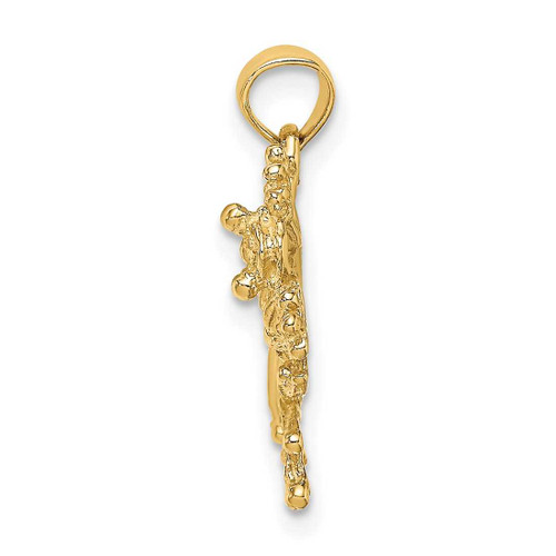 Image of 14K Yellow Gold 2-D Textured Frog Pendant K6481