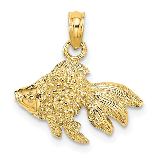 Image of 14K Yellow Gold 2-D Textured Gold Fish Pendant