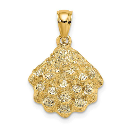 Image of 14K Yellow Gold 2-D Textured Oyster Shell Pendant K7653