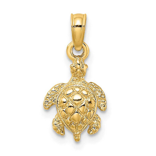 Image of 14K Yellow Gold 2-D Textured Sea Turtle Pendant K8123