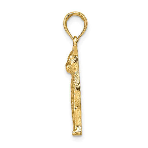 Image of 14K Yellow Gold 2-D Textured Sitting Cat Pendant