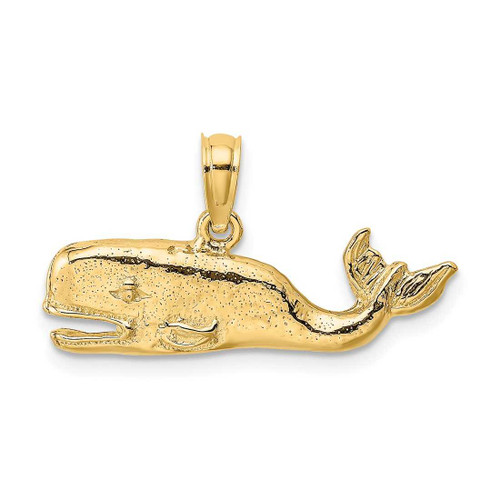 Image of 14K Yellow Gold 2-D Textured Whale Pendant K7434