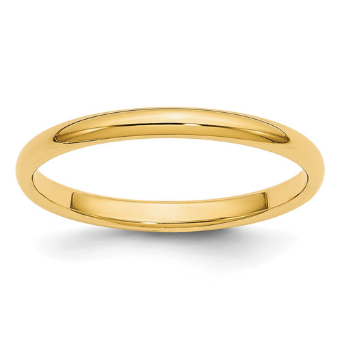 Image of 14K Yellow Gold 2mm Lightweight Half Round Band Ring