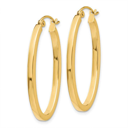 Image of 14mm 14K Yellow Gold 2mm Oval Hoop Earrings TL240