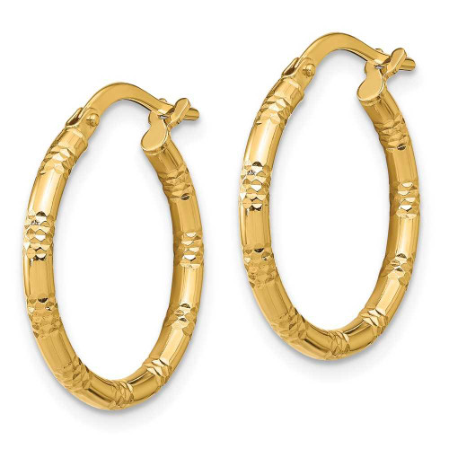 Image of 21.1mm 14K Yellow Gold 2mm Polished Shiny-Cut Hoop Earrings