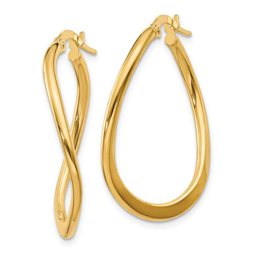 Image of 19mm 14K Yellow Gold 2mm Polished Tapered Twist Hoop Earrings