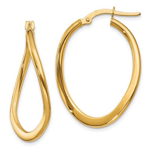 Image of 19mm 14K Yellow Gold 2mm Polished Tapered Twist Hoop Earrings