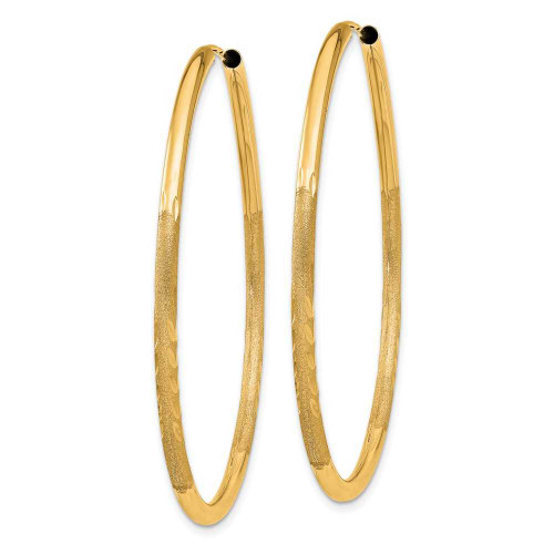 Image of 40mm 14K Yellow Gold 2mm Satin Shiny-Cut Endless Hoop Earrings XY1180