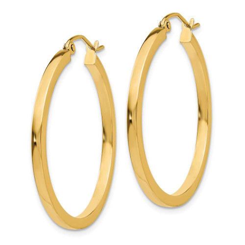 Image of 30mm 14K Yellow Gold 2mm Square Tube Hoop Earrings T1076