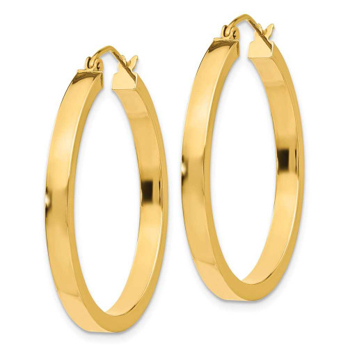 Image of 30mm 14K Yellow Gold 2X3mm Square Tube Hoop Earrings TL416
