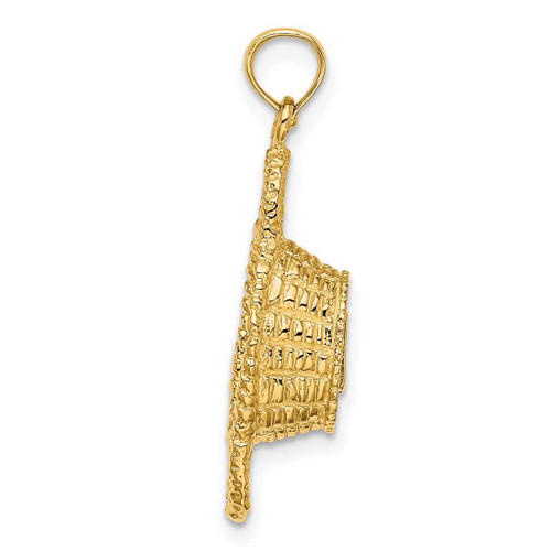 Image of 14K Yellow Gold 3-D 2 Handles Oval Basket Pendant