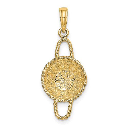 Image of 14K Yellow Gold 3-D 2 Handles Round Basket Pendant