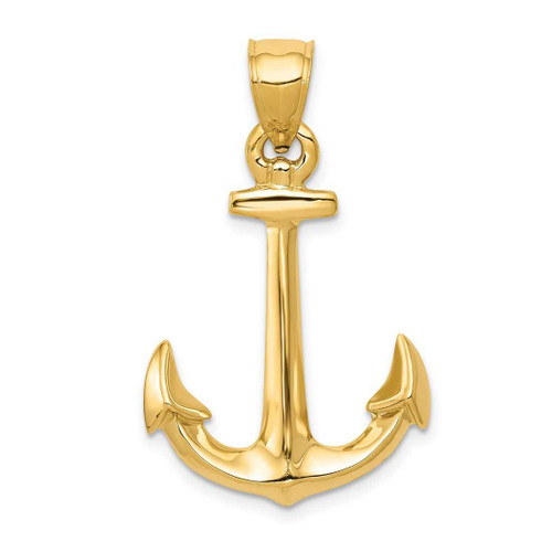 Image of 14K Yellow Gold 3-D Anchor Pendant