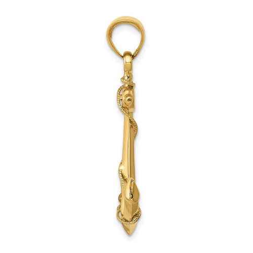 Image of 14K Yellow Gold 3-D Anchor w/ Rope Pendant C3342