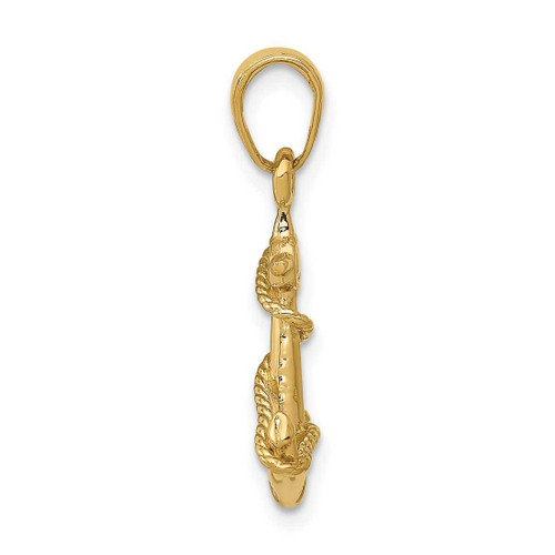 Image of 14K Yellow Gold 3-D Anchor w/ Rope Pendant C3343