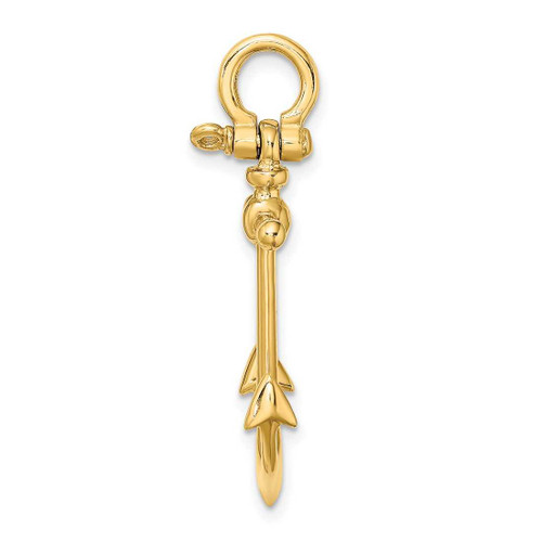 Image of 14K Yellow Gold 3-D Anchor w/ Shackle Bail Pendant