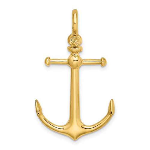 Image of 14K Yellow Gold 3-D Anchor w/ Shackle Bail Pendant