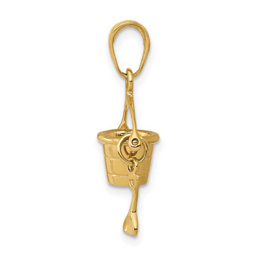 Image of 14K Yellow Gold 3-D Beach Bucket w/ Shovel Pendant