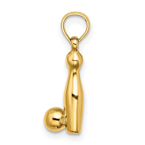 Image of 14K Yellow Gold 3-D Bowling Pin and Ball Pendant