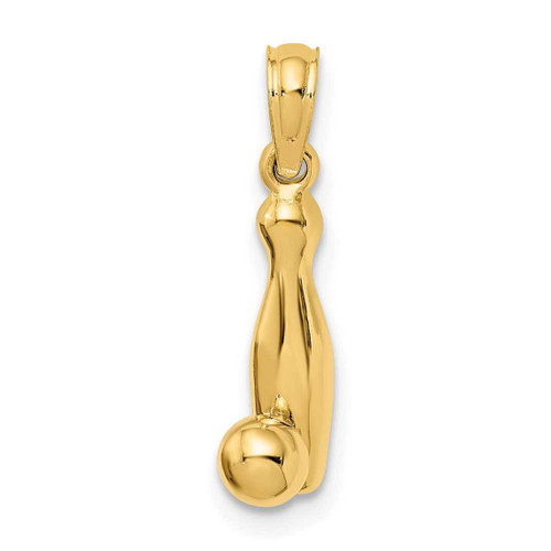 Image of 14K Yellow Gold 3-D Bowling Pin and Ball Pendant