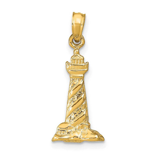 Image of 14K Yellow Gold 3-D Cape Hatteras Lighthouse Pendant