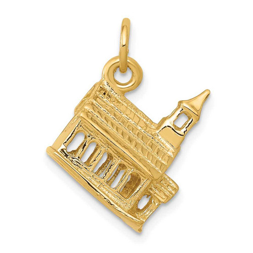 Image of 14K Yellow Gold 3-D Church Charm