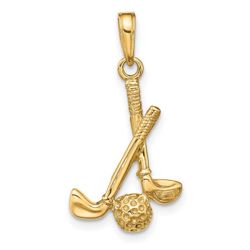 Image of 14K Yellow Gold 3-D Clubs & Ball Pendant