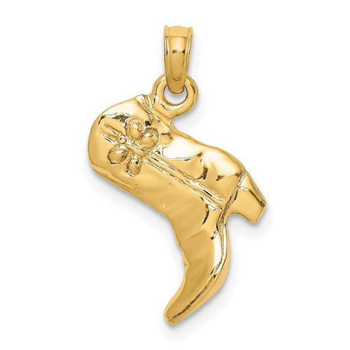 Image of 14K Yellow Gold 3-D Cowboy Boot Pendant K7331