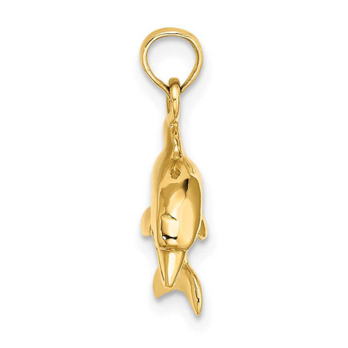 Image of 14K Yellow Gold 3-D Dolphin Jumping Pendant