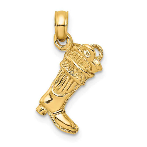 Image of 14K Yellow Gold 3-D Firefighter Boot Pendant