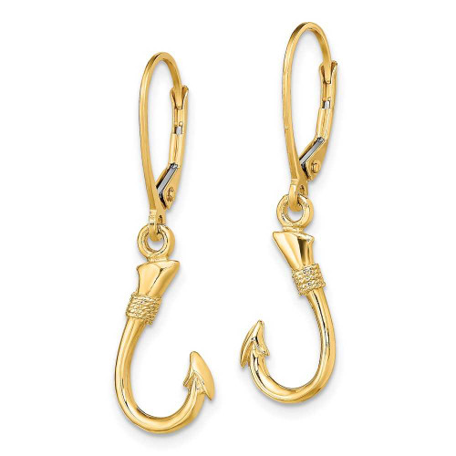 Image of 14K Yellow Gold 3-D Fish Hook Leverback Earrings