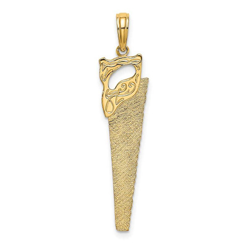 Image of 14K Yellow Gold 3-D Flat Hand Saw Pendant