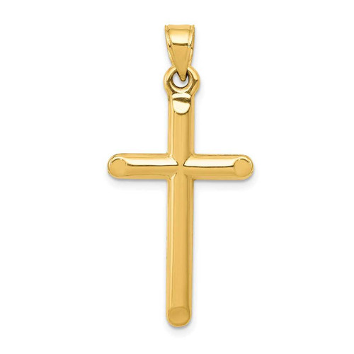 Image of 14K Yellow Gold 3-D Hollow Cross Pendant C3624