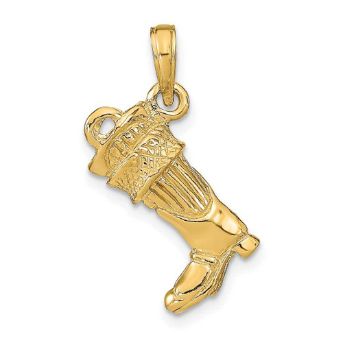 Image of 14K Yellow Gold 3-D Large Firefighter Boot Pendant
