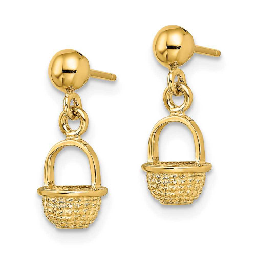Image of 16.15mm 14K Yellow Gold 3-D Mini Basket Drop Earrings