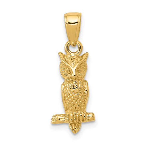 Image of 14K Yellow Gold 3-D Owl Pendant