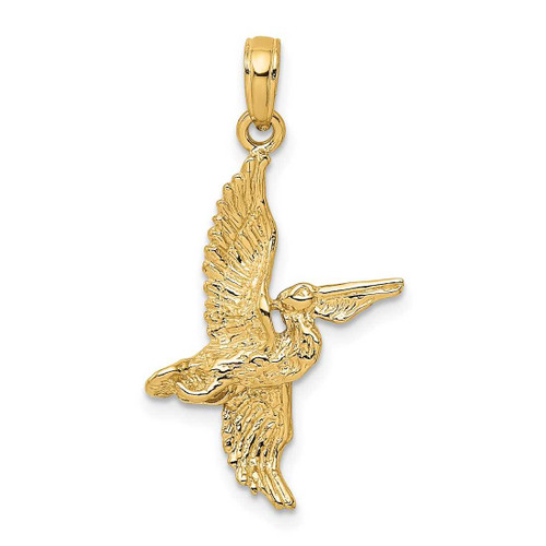 Image of 14K Yellow Gold 3-D Pelican Flying Pendant K7784