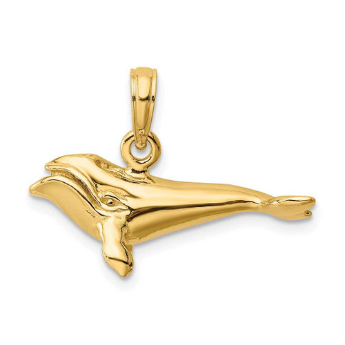 Image of 14K Yellow Gold 3-D Polished Bowhead Whale Pendant